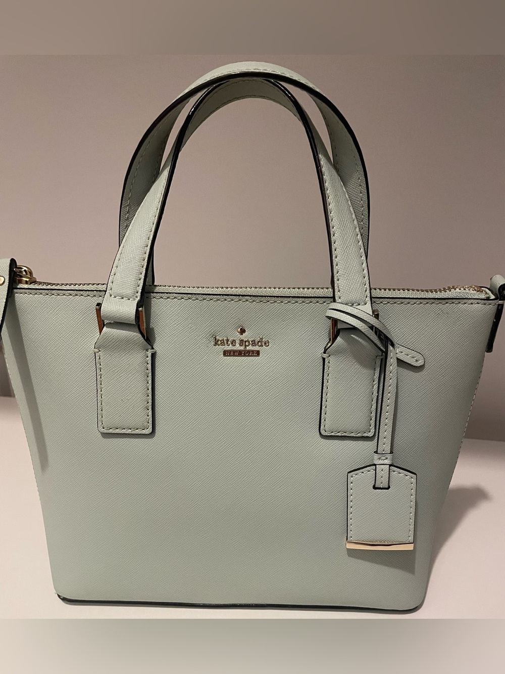 Kate Spade light green/sage leather small tote